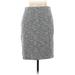 Ann Taylor Casual Pencil Skirt Knee Length: White Tweed Bottoms - Women's Size 10 Petite