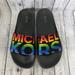 Michael Kors Shoes | Brand New! Rainbow Pride Michael Kors Womens Gilmore Slides-Bling Gems! | Color: Black | Size: 8