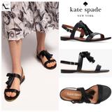 Kate Spade Shoes | Kate Spade New York La Danse Black Leather Tassel Flat Ankle Strap Sandals 6.5 | Color: Black | Size: 6.5
