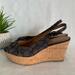 Coach Shoes | Coach Ferry Gray Coach Logo Slingback Cork Wedge Sandals Women’s 8.5b(M) | Color: Black/Gray | Size: 8.5