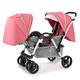 Double Baby Stroller Twin Pram Foldable Double Seat Tandem Stroller with Adjustable Backrest,Easy Fold Travel Toddler and Baby Double Stroller with Storage Basket (Color : Pink)