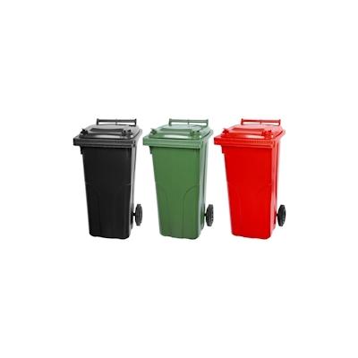 Mega Deal 3x PROREGAL 2-Rad-Mülltonne, 120 Liter Grau & Grün & Rot, Mülltonne, Müllgroßbehälter, Mülleimer, Abfalltonne, Müllbehälter Image