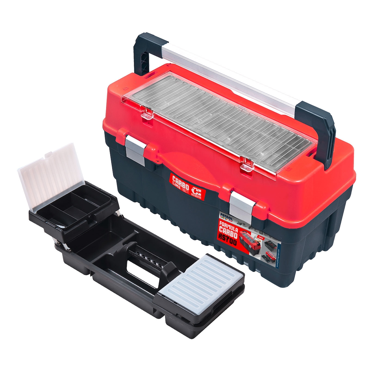 PROREGAL Werkzeugkoffer L | HxBxT 33x59,5x29cm | Polypylen | Schwarz/Rot Image