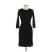 Ann Taylor LOFT Casual Dress - Sheath Crew Neck 3/4 sleeves: Black Print Dresses - Women's Size 0