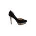 Nine West Heels: D'Orsay Platform Cocktail Party Black Animal Print Shoes - Women's Size 8 1/2 - Almond Toe - Print Wash