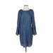 H By Halston Casual Dress: Blue Solid Dresses - Women's Size Small