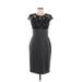 Tiana B. Casual Dress - Sheath Crew Neck Short sleeves: Gray Print Dresses - Women's Size 6