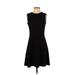 Ann Taylor Casual Dress - A-Line Crew Neck Sleeveless: Black Print Dresses - Women's Size 2