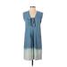 Splendid Casual Dress - Shift Tie Neck Sleeveless: Blue Ombre Dresses - Women's Size X-Small