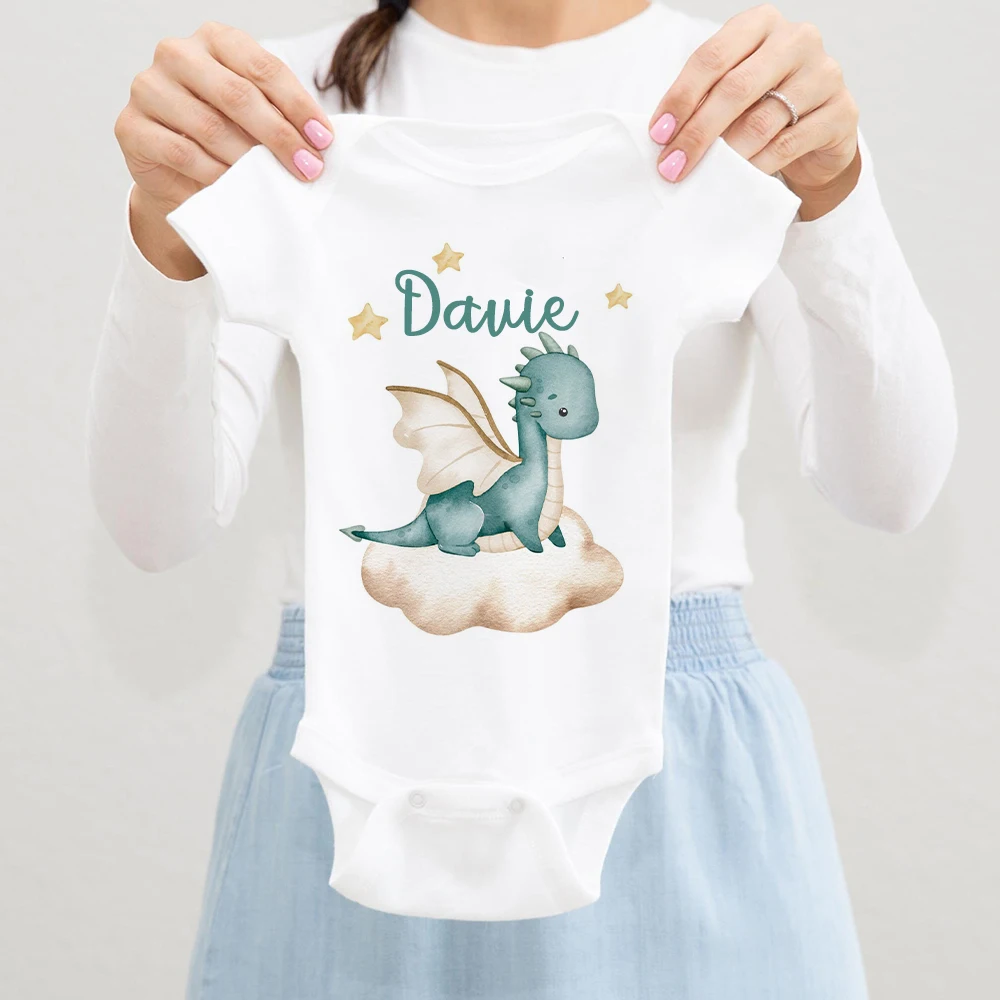 Body personnalisé Dragon pour bébé, barboteuse mignonne avec nom personnalisé, vêtements pour garçons et filles, cadeau de réception-cadeau pour bébé, tenue pour nouveau-né