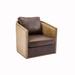 Barrel Chair - Loon Peak® Eliahu 30.12 inches W Swivel Barrel Chair Faux Leather/Wood in Brown | 30.31 H x 30.12 W x 34.25 D in | Wayfair