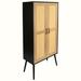 Bay Isle Home™ Hauck 59" Tall Rustic Farmhouse Storage Cabinet w/ Shelf Wide Countertop Wooden Bedroom Living Room Kitchen Furniture w/ Rattan Design | Wayfair