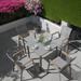 Hokku Designs Brehon 4 - Person Outdoor Dining Set Stone/Concrete/Metal in Gray | 31.5 W x 31.5 D in | Wayfair 28CA4D779ED748119E1B82E5ACB85718