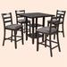 Red Barrel Studio® 5-Piece Wooden Counter Height Dining Set w/ Padded Chairs & Storage Shelving (Gray) Wood in Brown | 36 H x 35 W x 35 D in | Wayfair