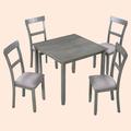 Red Barrel Studio® 5 Piece Dining Table Set Industrial en Kitchen Table & 4 Chairs For Dining Room (Espresso) in Gray | Wayfair