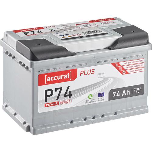 Accurat Plus Autobatterie 74Ah 12V Starterbatterie statt 70Ah 71Ah 72Ah Batterie