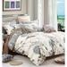 Daisy Silhouette Floral Print 5-Piece 100% Cotton Bedding Set: Duvet Cover, Two Pillow Shams and Two Pillowcases