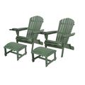 W Unlimited 33.75 x 33 x 27.75 in. 2 Foldable Chair with Ottoman & 1 End Table Green