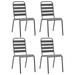 Tomshoo Patio Chairs 4 pcs Slatted Design Steel Dark Gray