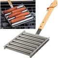 Clearance amlbb Stainless Steel Hot Dog Rack Sausages Rack Grill Rack Hot Dog Barbecue Rack sausages Roller Rack Grill Parts