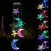 Solar Wind Chime Light - Solar Wind Chimes Outdoor Decoration Lights with IP65 Waterproof LED Wind Chime Solar Light for Garden Patio Holiday Deco Gift-Star & Moon