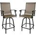 2 Pieces Swivel Outdoor Bar Stools Height Patio Bar Chair with Armrest Iron Frame ï¼† Breathable Texilence Fabric All-Weather Patio Furniture for Garden Pool Backyard Brown