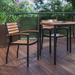 Lancaster Home Set of 2 Stackable All-Weather Aluminum Patio Chairs with Faux Teak Slats Teak