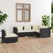 Tomshoo 5 Piece Patio Set with Cushions Poly Rattan Black