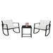 3 Piece Rocking Bistro Set Wicker Patio Outdoor Furniture Porch Chairs Conversation Sets with Two Rocking Chairs Glass Coffee Table Durable Patio Furniture Set for Backyard Porch Poolside Q16781