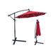 10ft Solar LED Patio Umbrella Waterproof Market Sun Shade with 8 Ribs Outdoor Umbrella with Crank and Cross Base Garden Umbrella Deck Umbrella Pool Umbrella for Outside Deck Parties Red