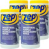 Zep Industrial Purple Heavy-Duty Degreasing Wipes - 65 Count (Case of 4) - ZUINDPRPL65 - Dissolves Oil Grease and Adhesives Fast