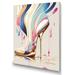 Designart Pink And Blue Art Deco High Heel Boots I Canvas Wall Art