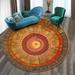 Ethnic Mandala Area Rugs Washable Indoor Boho Round Rug Non-Slip Circle Rug Modern Round Area Rug for Living Room Bedroom Dining Room