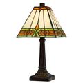 Eli 14 Inch Accent Lamp Stained Square Tiffany Style Shade Bronze Frame