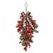 Pine and Berry Swag Artificial Christmas Decorative Swags Xmas Door Swag with Red Berries Bow Knot for Front Door Window Mantels Wall