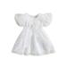 Qtinghua Toddler Baby Girl Floral Ruffle Dress Short Puff Sleeve Square Neck Dress Zipper Bowknot High Waist A-Line Sundress