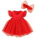 TAIAOJING Baby Girl Dress Spring Summer Tulle Solid Sleeveless Birthday Party Romper Princess Dress Headbands Clothes Cute Sundress 3-6 Months