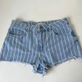 Zara Shorts | Euc Zara Denim Shorts In White Pinstripe And Vintage Wash, High Rise, Distressed | Color: Blue/White | Size: 6
