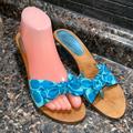 Coach Shoes | Coach Vtge Est 1941 Shoes Metallic Blue Heel And Teal Toe With Coach C Pattern | Color: Blue | Size: 8