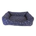 Pet Brands Großes Hundebett, Komfort-Sofa Haustierbett, Welpenbett, mittelgroße/große Rassen, rutschfeste Unterseite, Marineblau - L70 x B60 x H22