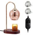 Candle Warmer Lamp with Timer, Dimmable Candle Melter with 2 Bulbs, Electric Candle Wax Warmer Lamp Compatible with Scented Candles, Candle Lamp Warmer for Bedroom Home Decor Gifts (Rose Gold)
