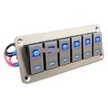 YZACK Dual Blue LED Lights Universal Car Switch Panel 12V Accessories For Marine Boat Caravan RV Metal Material (Color : 6 gang gold, Size : 1)