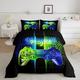 Gamer Duvet Teens Boys Single Video Game Controller Bedding Kids Gaming Decor Comforter Blue Teal Texture Bedding Set 2Pcs Console Game Controller Quilted Duvet Set with 1 Pillow Sham