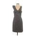 Allen B. by Allen Schwartz Casual Dress - Sheath Plunge Sleeveless: Gray Print Dresses - Women's Size 2
