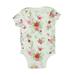 First Impressions Short Sleeve Onesie: Green Floral Bottoms - Size 6-9 Month