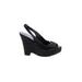 Banana Republic Heels: Slingback Wedge Feminine Black Solid Shoes - Women's Size 9 1/2 - Peep Toe