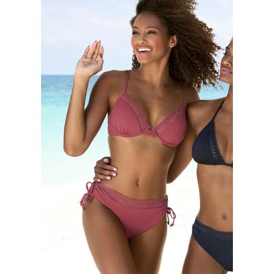 Bügel-Bikini-Top S.OLIVER "Aiko", Damen, Gr. 38, Cup C, rot (rostrot), Microfaser, Polyamid, Microfaser, unifarben, Bikini-Oberteile, mit Häkeloptik Image