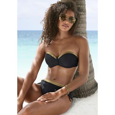 Bügel-Bandeau-Bikini-Top LASCANA "Elodie", Damen, Gr. 38, Cup E, gold (schwarz, goldfarben), Recycling-Polyamid, unifarben mit Farbeinsatz, Bikini-Oberteile, mit trendigem Materialeinsatz Image