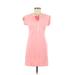 Vineyard Vines Casual Dress - Shift Tie Neck Short sleeves: Pink Print Dresses - Women's Size 2X-Small