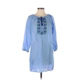 J.Crew Casual Dress - Shift Tie Neck 3/4 sleeves: Blue Dresses - Women's Size X-Small